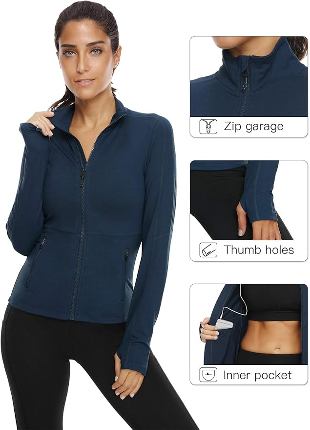 VUTRU Women's Workout Yoga Jacket Full Zip Running Athletic Track Jacket