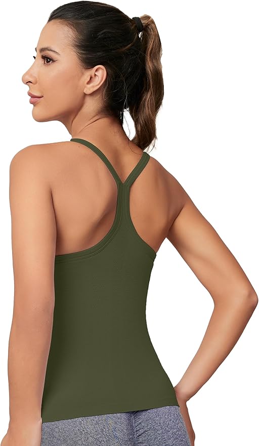 MathCat Workout Tank Tops for Women with Built in Bra, Sleeveless Gym Tops Seamless Racerback Athletic Yoga Shirts