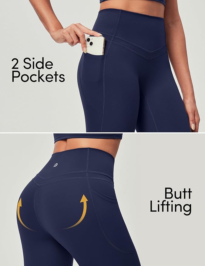 IUGA Compression Leggings with Pockets for Women Tummy Control Leggings No Front Seam Workout High Waist Yoga Pants