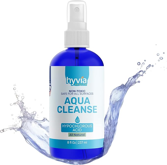 AquaCleanse Hypochlorous Acid Spray - All-Purpose Cleaner with HOCL, All-Natural Surface Cleaning Solution - Safe For Kids, Pets, & Daily Use | Clear Spray Made In USA | 8fl oz