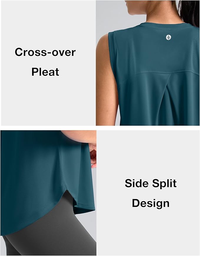SANTINY Women's Sleeveless Workout Tops Breathable Lightweight Active Tennis Yoga Shirts Athletic Running Tank Tops for Women