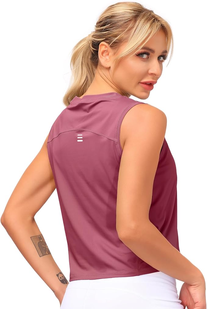 Dragon Fit Womens Ice Silk Workout Tank Tops Sleeveless Cropped Yoga Shirt for Running Gym Summer