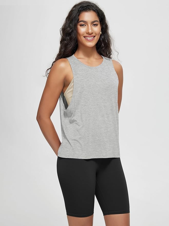 ODODOS 3-Pack Loose Tank Tops for Women Sleeveless Gym Athletic Workout Tops Yoga Shirts