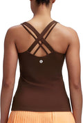 RUNNING GIRL Tank top with Built in Bra for Women,Compression Shirts Crisscross Back Workout Yoga Tops