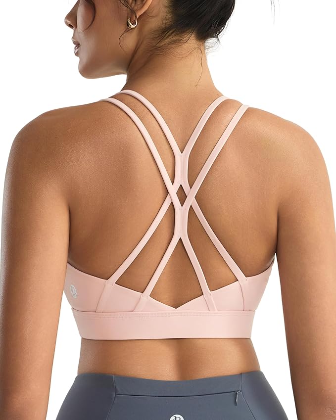 RUNNING GIRL Sports Bras for Women,Strappy Crisscross Back Padded Low Impact Running Sports Bra with Removable Cups