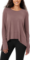 ODODOS Women's Modal Soft Long Sleeve Tee with Thumb Hole Athletic Gym Workout Tops Yoga Shirts
