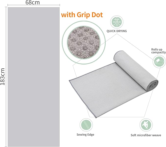 3 Pack Yoga Mat Towels with Grip Dot, Hot Yoga Towel Non Slip Yoga Mat Towel Non-Slip Sweat Absorbent Anti-Slip Yoga Towel for Bikram,Pilates