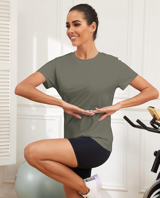 KevaMolly Workout Tops for Women UPF50+ Breathable Loose Fit Yoga T Shirts Short Sleeve Running Gym Athletic Tee Top