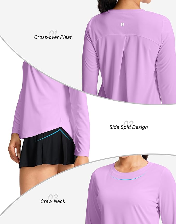 SANTINY Lightweight Long Sleeve Workout Tops for Women Breathable Gym Yoga Athletic Running Hiking Top UPF 50+ Sun Shirts