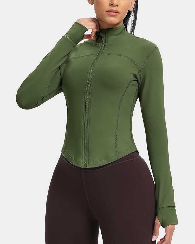 GYM RAINBOW Womens Zip Up Workout Jakcets Lightweight Slim Fit Running Athletic Jackets with Thumb Holes