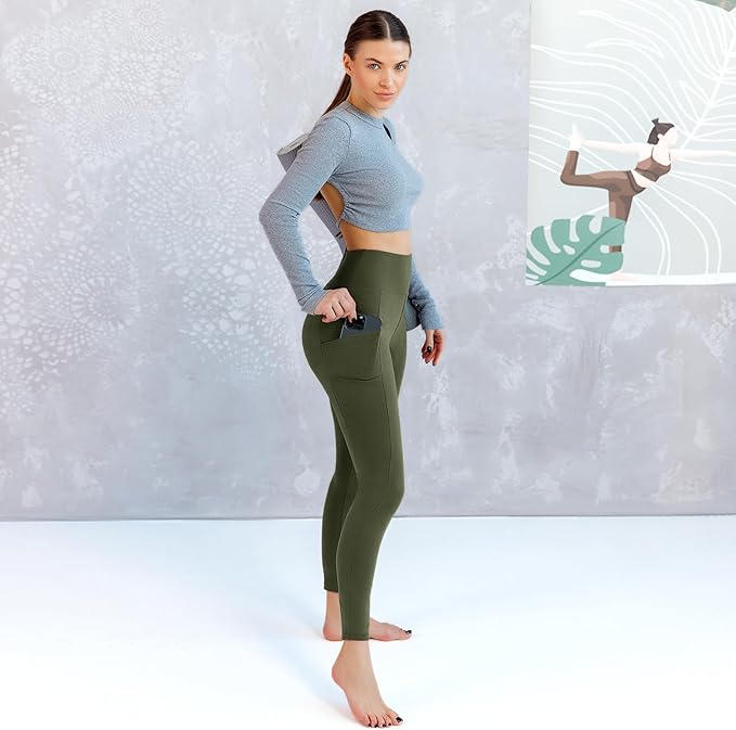 Walifrey Leggings with Pockets for Women, High Waisted Buttery Soft Womens Leggings for Gym Yoga Workout