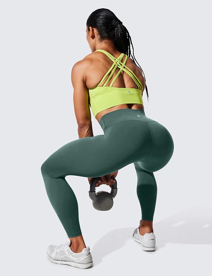 CRZ YOGA Women's Hugged Feeling Compression Leggings 25 Inches - Thick High Waisted Tummy Control Workout Pants Tights