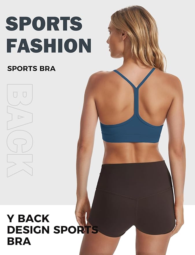 Buauty Sports Bra for Women, Y Back Light Support Workout Bra with Removable Pads for Yoga Pilates Gym