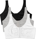 Fruit of the Loom Women's 96014PK Comfort Cotton Blend Front Close Sports Bra 2 Pack