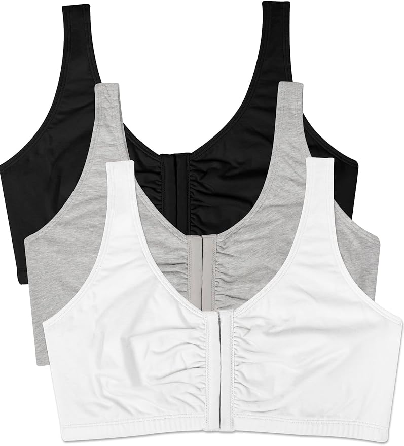 Fruit of the Loom Women's 96014PK Comfort Cotton Blend Front Close Sports Bra 2 Pack