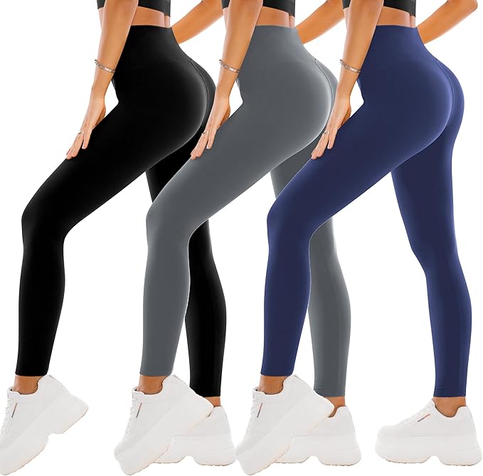 SINOPHANT 3 Pack Leggings for Women - High Waisted Buttery Soft Yoga Pants for Workout Athletic Sports