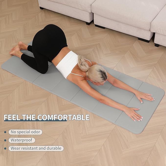 Foldable Yoga Mat - 10mm Extra Thick, 75"26" Non-Slip Exercise Fitness Mat | SGS Eco-Certified, Portable for Yoga/Pilates/Studio/Home Workout