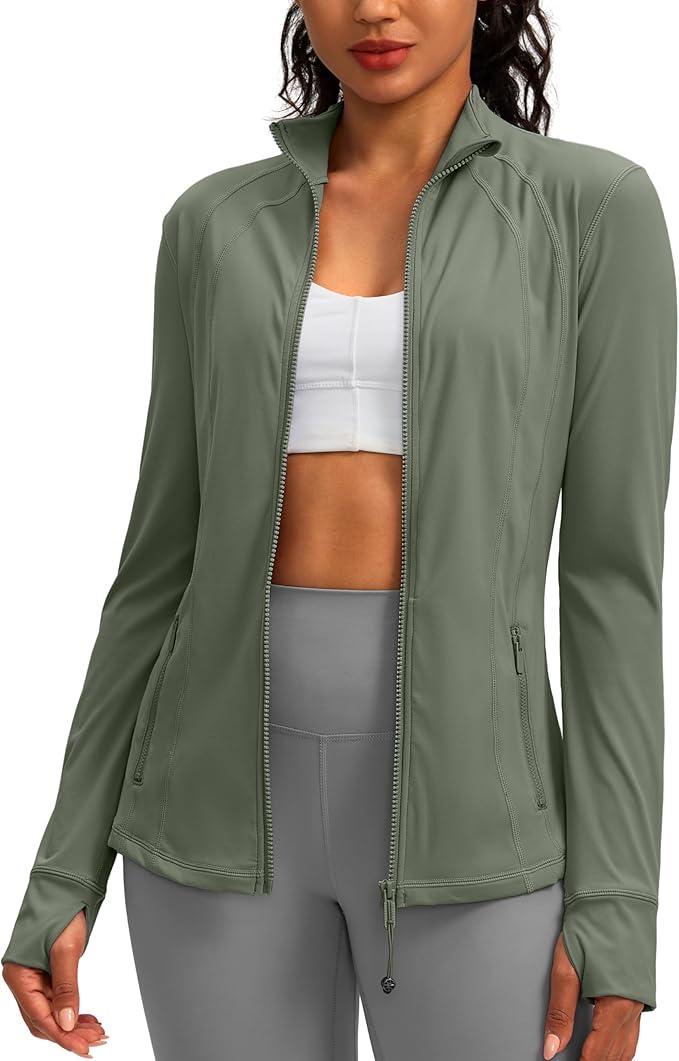 Women's Workout Jackets with 4 Pockets Zip Up Slim Fit Soft Fall Jacket for Yoga Running Athletic