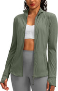 Women's Workout Jackets with 4 Pockets Zip Up Slim Fit Soft Fall Jacket for Yoga Running Athletic