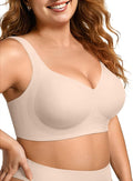OEAK Womens Wireless Jelly Bra Plus Size Supportive Seamless Bras Full Coverage Push Up Comfortable No Underwire Tshirt Bras
