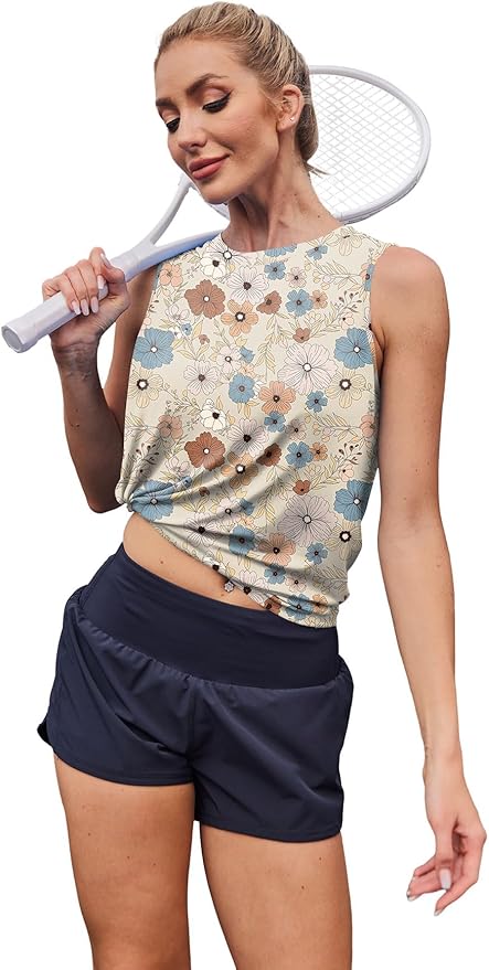 Womens Workout Tank Tops Lightweight Sleeveless Shirts for Women Loose Fit Tops for Athletic Running Tennis Yoga