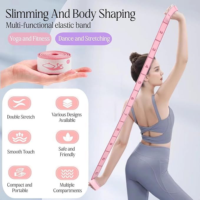 Multi-Loop Stretch Band - Yoga, Pilates, Ballet, and Physical Therapy Stretching Strap for Flexibility, Leg Stretching, and Exercise - Durable Stretching Equipment for Dance and Fitness