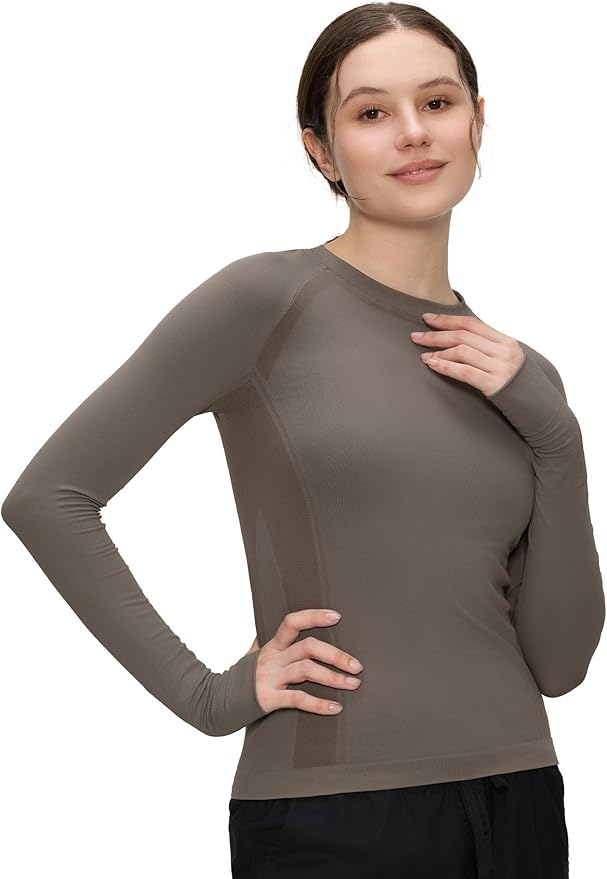 Long Sleeve Workout Tops for Women, Compression Shirt, Sports Running Shirt Breathable Athletic Top Slim Fit