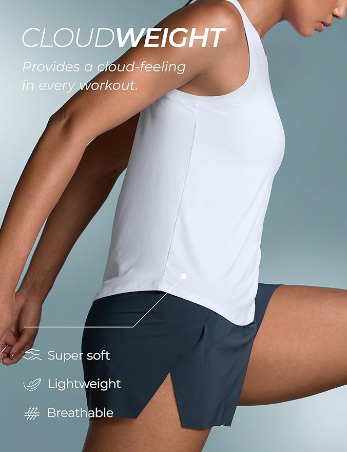 CRZ YOGA Cloudweight Open Back Workout Tops for Women Lightweight High Neck Athletic Gym Tank Soft Running Sleeveless Shirts