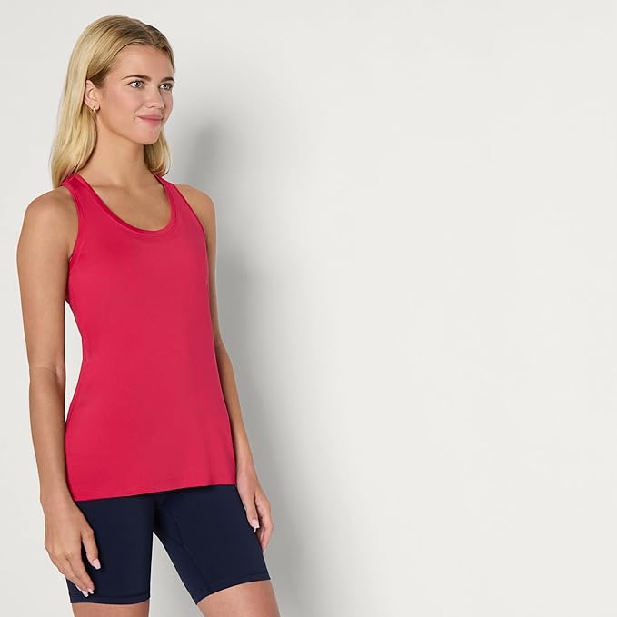 Amazon Essentials Women's Active Quick Dry Tech Stretch Racerback Scoop Neck Tank Top, Multipacks