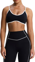 Aoxjox Women's Color Block Workout Sports Bras Fitness Lexi Lined Strappy Bra Athletic Yoga Crop Tank