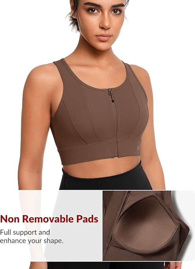 Yvette Front Closure Sports Bras for Women High Support Large Bust Supportive Sports Bra High Impact for Running