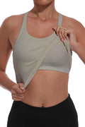 YIOIOIO Women Ribbed Workout Crop Tops with Built in Bra Seamless Yoga Racerback Tank Top Tight Fit