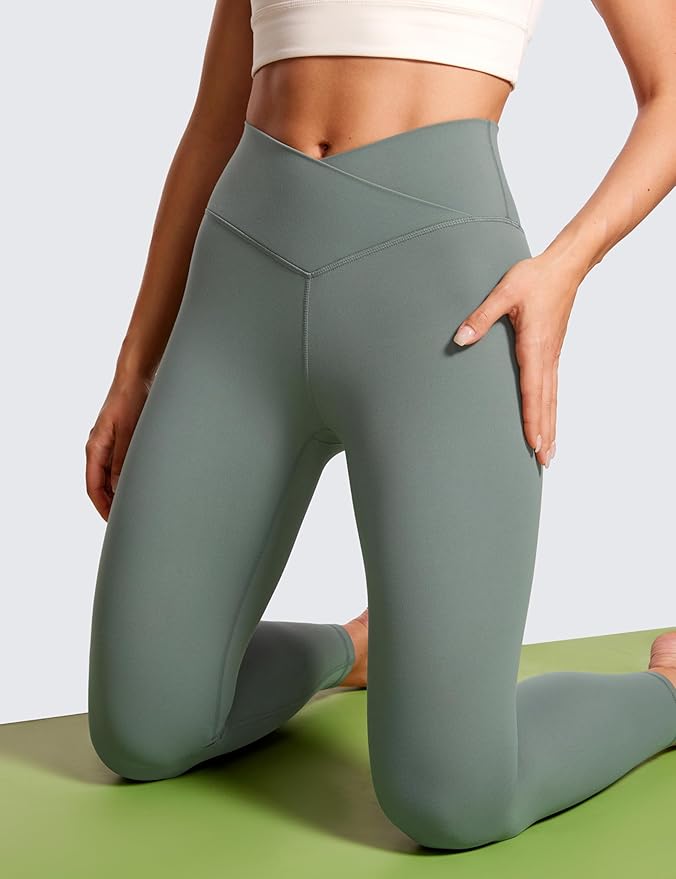 CRZ YOGA Butterluxe Crossover Waist Leggings 28" - Criss Cross Full Length Workout Athletic Womens Yoga Pants