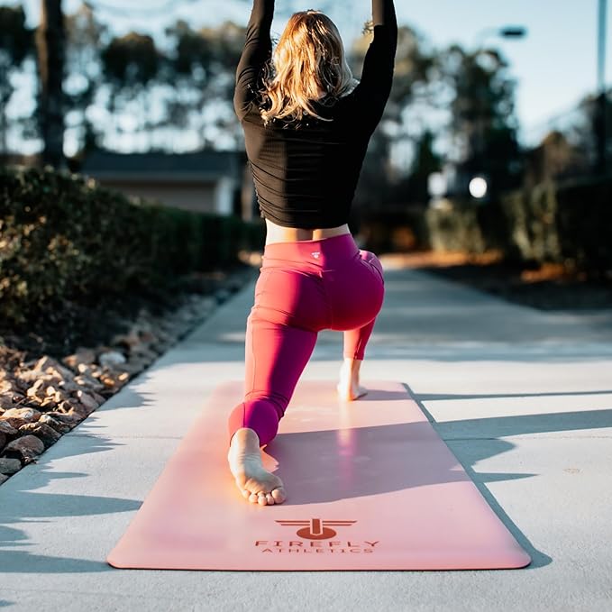 Premium Yoga Mat - 5mm Thick, Extra Wide & Long, Non-Slip Natural Rubber Base & PU Top, Anti-Tear, Ideal for Yoga, Pilates, and Fitness.