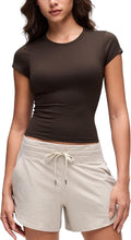 CRZ YOGA Cloud Jersey Crewneck Baby Tee for Women - Casual Workout Basic Short Sleeve Shirts Summer Daily Soft Stretchy Tops