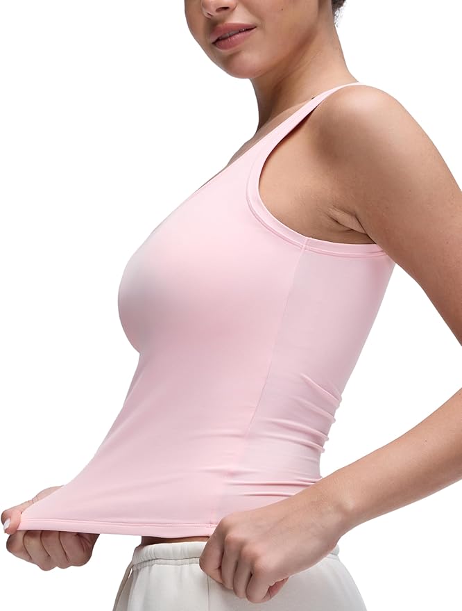 CRZ YOGA Softembrace Scoop Neck Tank Tops for Women - Casual Going Out Soft Double Lined Crop Basic Sleeveless Shirts