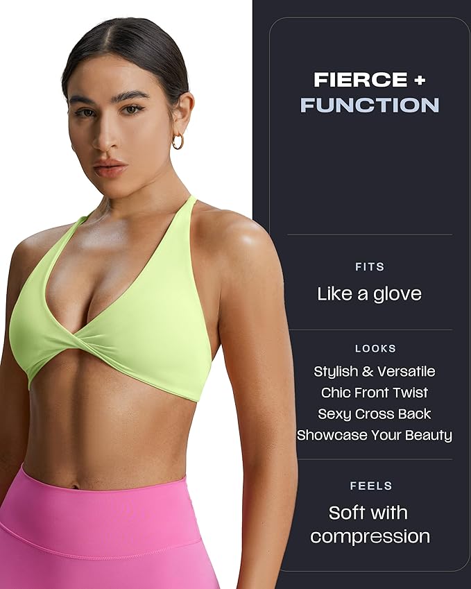 Aoxjox Women's Workout Sports Bras Fitness Metamorph Sienna Twist Bra Yoga Crop Tank