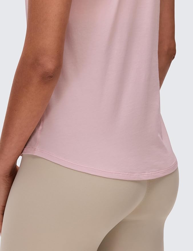 CRZ YOGA Pima Cotton Racerback Tank Tops for Women - Workout Athletic Casual Soft Scoop Neck Sleeveless Shirts