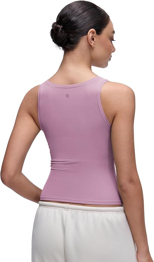 CRZ YOGA Softembrace Scoop Neck Tank Tops for Women - Casual Going Out Soft Double Lined Crop Basic Sleeveless Shirts