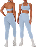 TDIFFUN Women Workout Sets 2 Piece Seamless Scrunch Butt Leggings Padded Halter Sports Bra Matching Set Gym Yoga Outfits