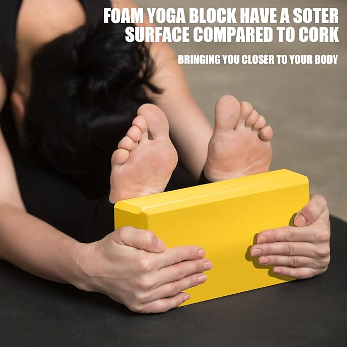2 Pcs Yoga Blocks, 9"x6"x3" Foam Blocks Yoga Props for Pilates Stretching and Meditation Exercise Blocks Lightweight Yoga Essentials