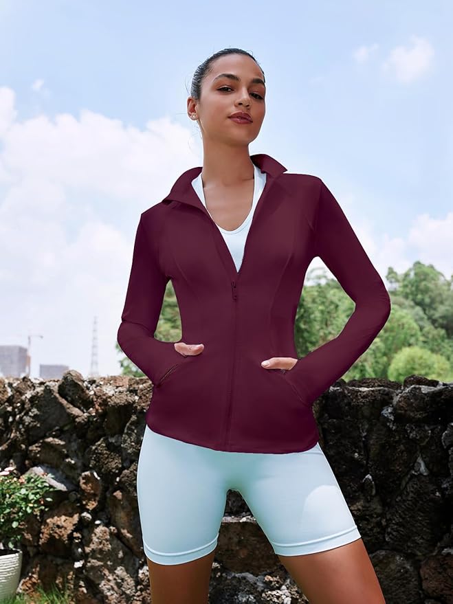 VUTRU Women's Workout Yoga Jacket Full Zip Running Athletic Track Jacket