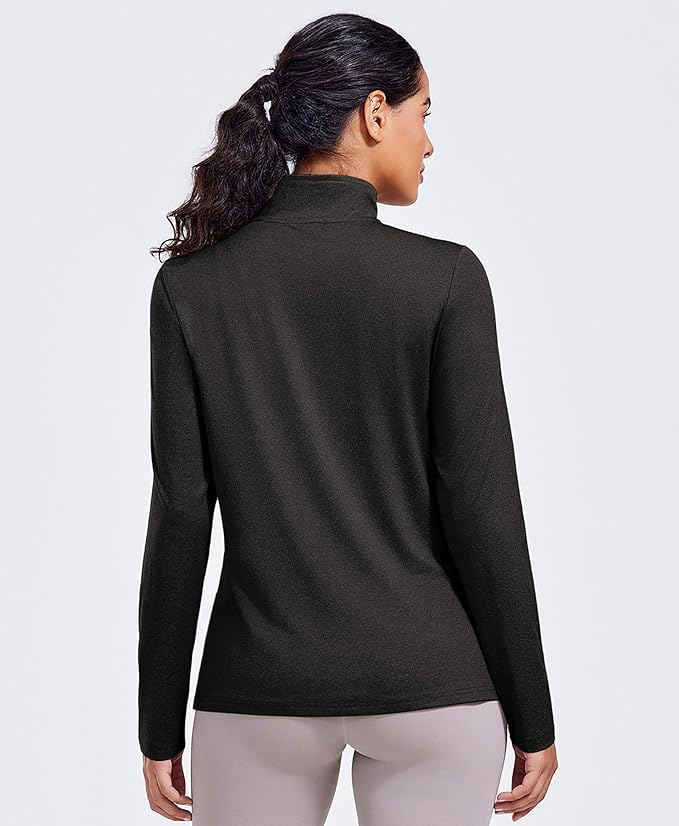 PINSPARK Workout Tops for Women Long Sleeve Athletic Shirt Quarter Zip Running Shirts Stretchy UPF 50+ Yoga Hiking Tee Top