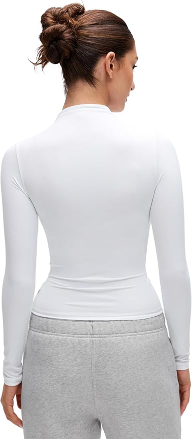CRZ YOGA Softembrace Mock Neck Long Sleeve Shirts for Women - Casual Going Out Comfort Tops Soft Fitted Layer Underwear Tees