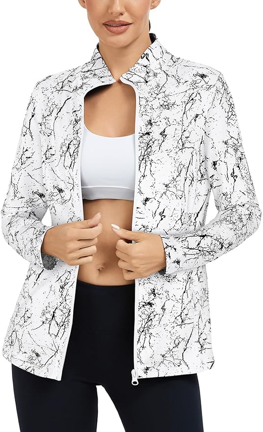 LURANEE Women's Golf Athletic Jackets with Pleated Tennis Skirt Hem Lightweight Full Zip Long Sleeve Shirts with Pockets