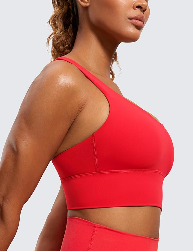 CRZ YOGA Naked Feeling Strappy Longline Sports Bras for Women - Medium Impact Criss Cross Yoga Padded Workout Crop Top