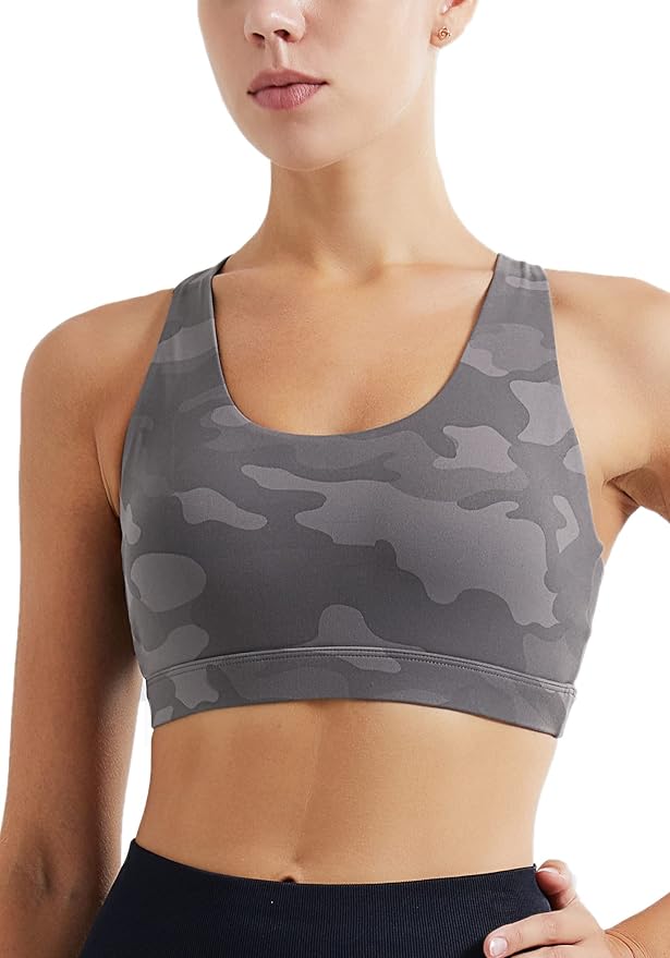 RUNNING GIRL Sports Bras for Women,Padded Strappy Sports Bras Criss-Cross Back Medium Support Sports Bras with Removable Cups