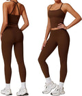 Women 2 Piece Workout Sets (NEW) Yoga Outfit Open Back Tank Top High Waisted Leggings Gym Sets Tracksuits