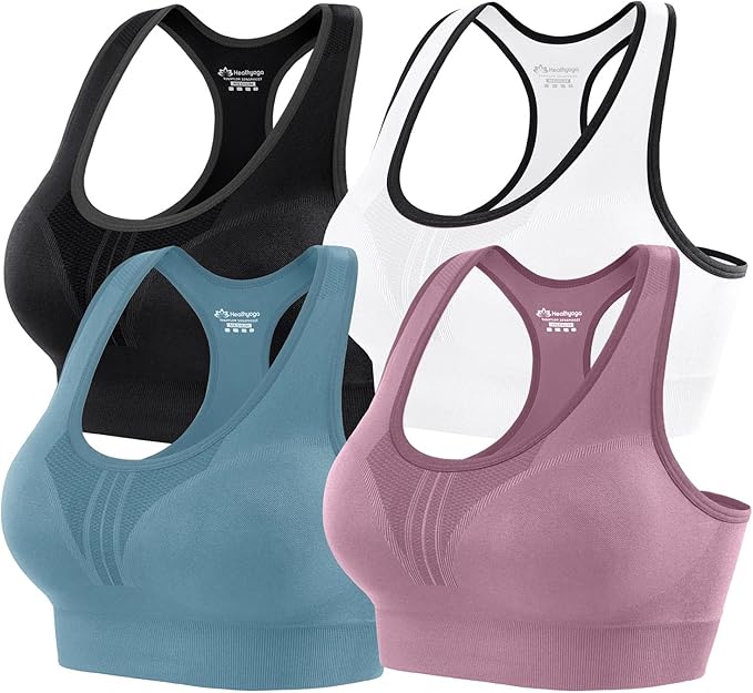 Heathyoga High Impact Sports Bras for Women High Support Padded Sports Bra Pack Racerback Bras for Women Workout Bra Sets