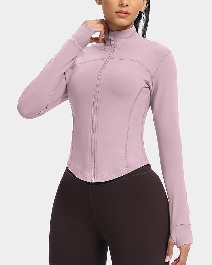 GYM RAINBOW Womens Zip Up Workout Jakcets Lightweight Slim Fit Running Athletic Jackets with Thumb Holes